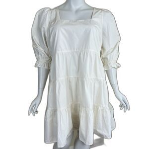 Madewell Women's Size 22W Ivory Poplin Lizzie Babydoll Tiered Cotton NEW Dress